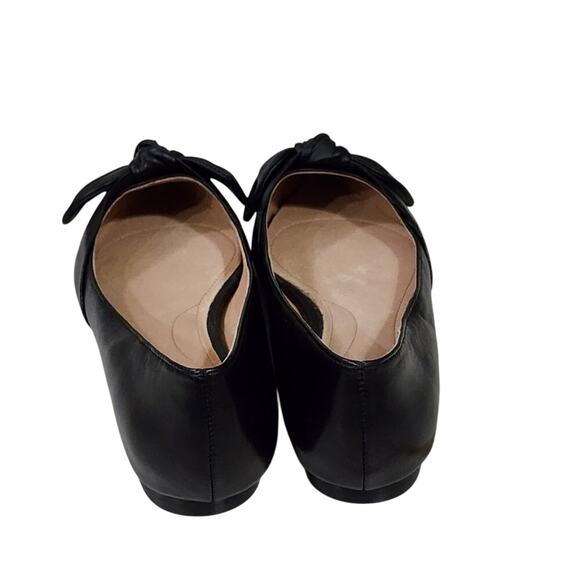 J Jill Black Leather Bow Pointed Toe Flats Shoes Women's Size 6 - Picture 2 of 10